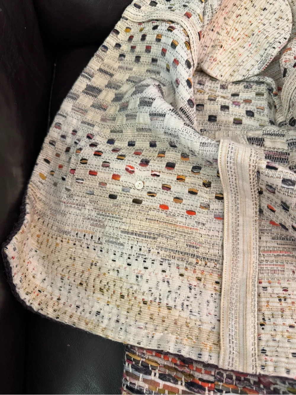 CHANEL Multicolor Woven Tweed Jacket with Cream Base